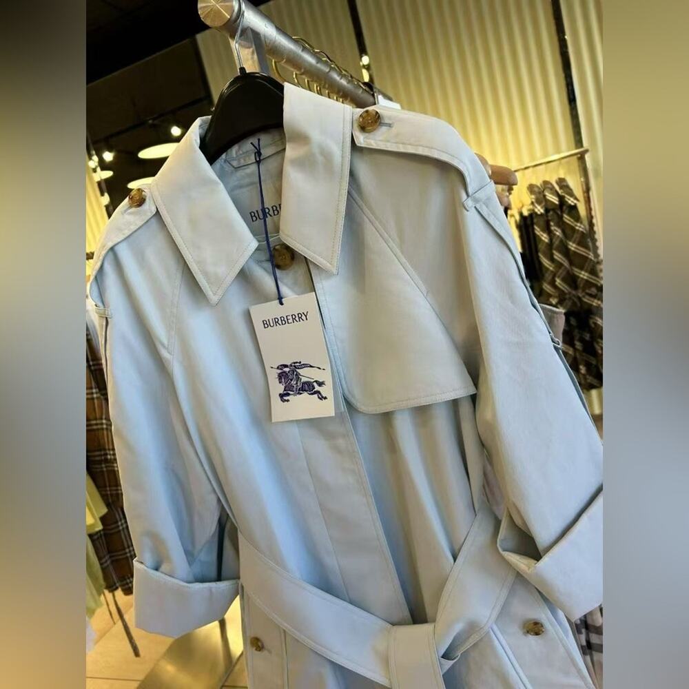 Sale ends 3/25 Burberry baby blue long Trench Coat US6 - Picture 9 of 11